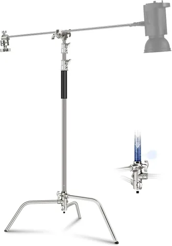 Miniatura 10 de NEEWER Soporte profesional en C resistente de acero inoxidable 100% con brazo de pluma, altura máxima de 10.5 pies, soporte de luz para fotografía