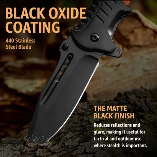 Miniatura 5 de Cuchillo de bolsillo para hombres con mango de madera, rompedor de vidrio y clip de bolsillo, hoja afilada de 3.66 pulgadas, cuchillos plegables