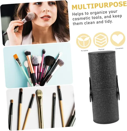 Miniatura 6 de Makeup Brush Canister Elegant Black Cosmetic Tool Storage Case for Professionals and Travel Space-saving Design Portable and Lightweight Anti-slip