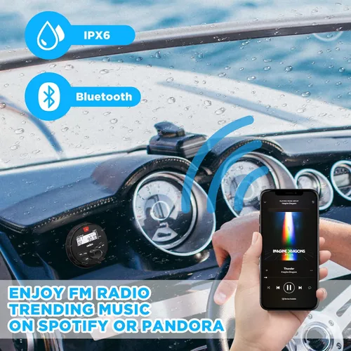 Miniatura 2 de Radio marina marina estéreo Bluetooth barco estéreo estilo redondo sistema de barco radio