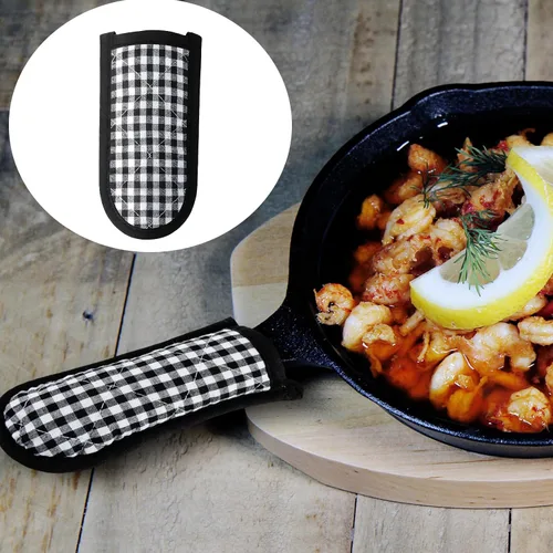 Miniatura 3 de Patelai 4 fundas de mango de sartén de hierro fundido, resistentes al calor, fundas antideslizantes de algodón para ollas, guantes de soporte