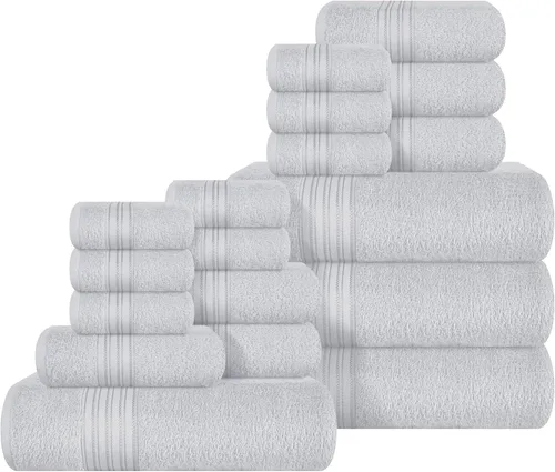 Miniatura 73 de BOUTIQUO Juego de 2 toallas de baño 100% algodón de 28 x 55 pulgadas, toallas de baño grandes ecológicas, compactas, de secado rápido, ligeras, Rosa