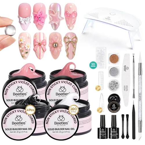 Miniatura 8 de Beetles - Gel de uñas sólido constructor, gel transparente 3D de 1.06 onzas para esculpir, gel de construcción de gel duro con polvo de uñas