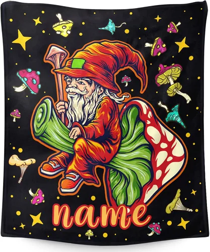 Miniatura 19 de Manta pequeña de marihuana de marihuana de hongos, 50 x 40 pulgadas, para mujeres y hombres, manta de felpa suave para cama, sofá, manta negra