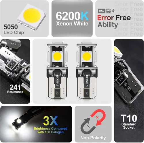 Miniatura 8 de 12 piezas de kit de bombillas LED interior para Hon'da Accord 1998 1999 2000 2001 2002, luces de mapa, cúpula, puerta, maletero, matrícula