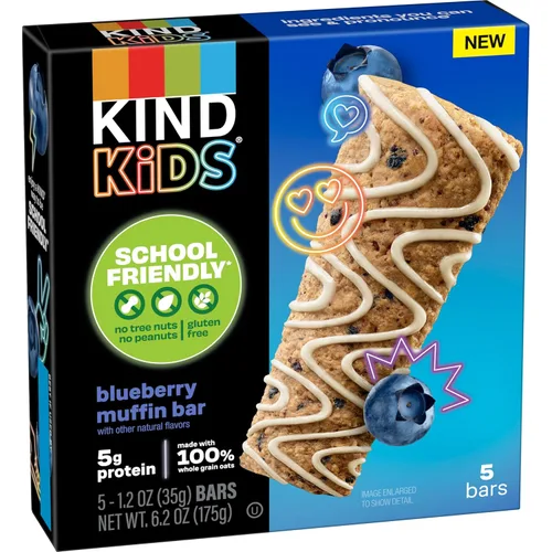 Miniatura 4 de KIND Barras de granola para niños, magdalenas de arándanos, sin gluten, bajas en sodio, bocadillos sin maní y nueces de árbol, 0.18 onzas