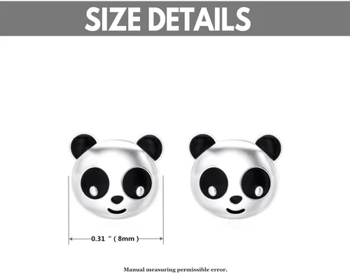 Miniatura 5 de Aretes tipo dormilona de oro amarillo de 10 quilates y 14 quilates con diseño de oso panda para mujeres y niñas pequeñas, aretes para mascotas