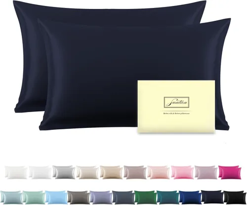 Miniatura 23 de Funda de almohada de seda para cabello y piel, suave, transpirable y sedosa 100% seda Queen, juego de 2, fundas de almohada de seda de morera