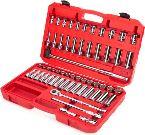 Miniatura 2 de TEKTON Juego de llaves de vaso y trinquete de 6 puntos poco profundos y profundos de 1/2 pulgada con estuche, 57 piezas
