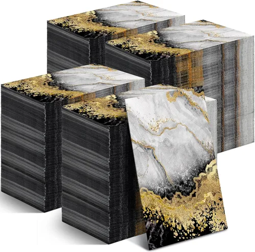 Miniatura 14 de Geyoga 200 Piezas Servilletas de Invitados de Mármol de 2 Capas Servilletas de Papel Desechables para Baño de Invitados Toallas de Mano Marmoleadas