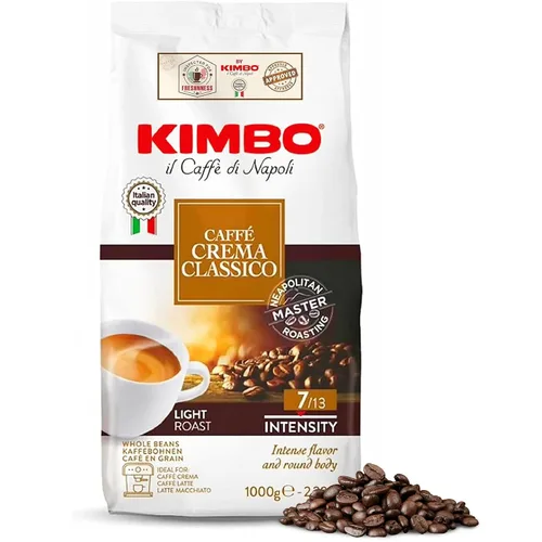 Miniatura 7 de Kimbo Café en grano entero, aroma dorado, 100% café Acrabica, tostado oscuro medio, intensidad 9/13, bolsa de 2.2 libras (35.27 onzas)
