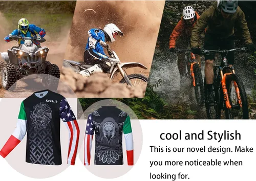 Miniatura 4 de Keebik Camiseta de ciclismo para hombre, camiseta de MTB de manga larga, México Mountain Bike Motocicleta, Carreras, Ropa