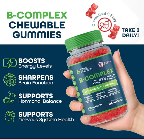 Miniatura 4 de Gomitas de complejo de vitamina B para adultos, suplemento vitamínico del complejo B para mujeres y hombres, gomitas complejas de vitaminas B