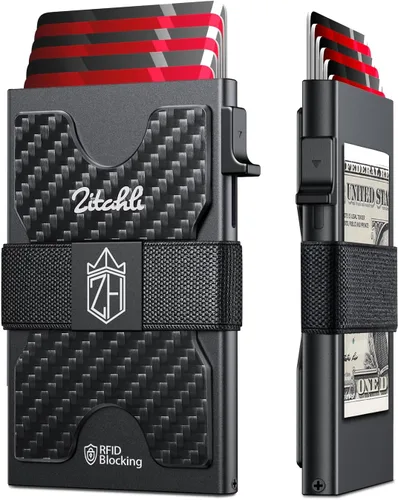 Miniatura 11 de Zitahli Cartera novedosa para niños y hombres, tarjetero delgado con capacidad para 6 + 6 tarjetas, funda de tarjeta de metal, carteras minimalistas