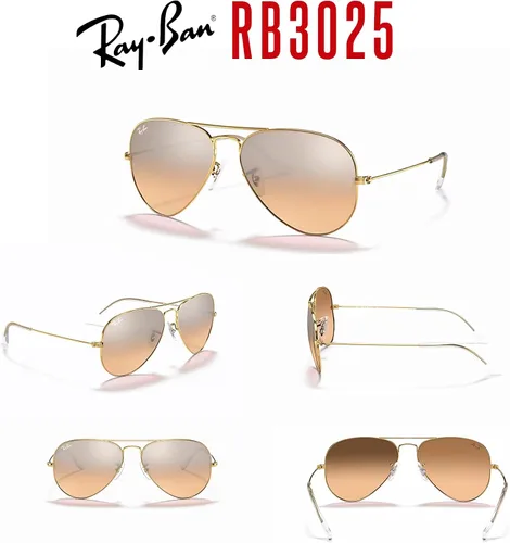 Miniatura 104 de Ray-Ban RB3025 - Lentes de sol de aviador de metal para hombre y mujer + paquete con kit de cuidado de gafas iWear de diseñador