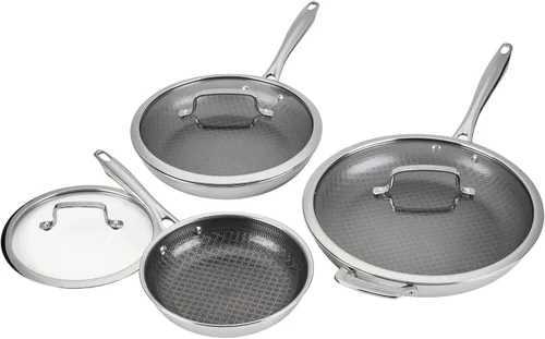 Cuisinart FusionElite+ Juego de utensilios de cocina antiadherentes de acero inoxidable de tres capas, juego de cocción de sartenes de 6 piezas con