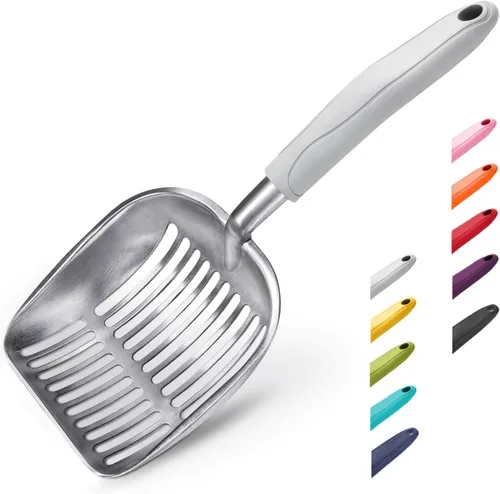 Miniatura 7 de WePet Cuchara de arena para gatos, tamiz de aleación de aluminio, pala de metal profunda, mango largo, tamizado de excrementos, levantador de heces