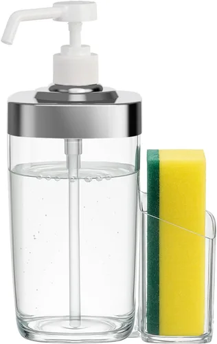 Miniatura 9 de Dispensador de Jabón de Cocina con Soporte para Esponja, Organizador de Jabón para Platos de Gran Capacidad de 800ml, Organizador de Fregadero a