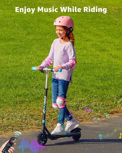 Miniatura 3 de Gyroor H30 Max Scooter eléctrico para niños, pantalla LED, potente motor de 150 W, sistema de freno doble, altura y velocidad ajustables, los Azul