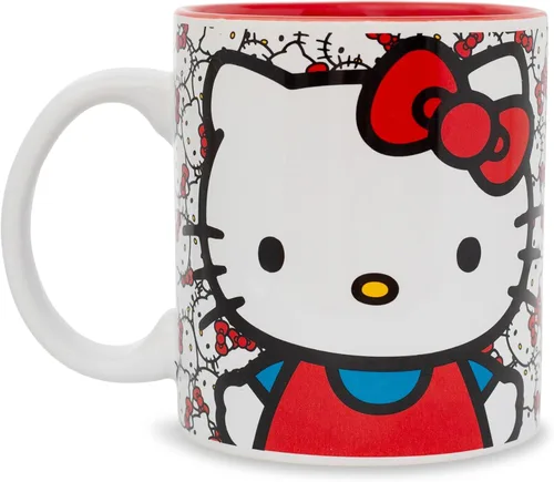 Sanrio - Taza de cerámica de Hello Kitty Allover Faces | Taza de café grande sin BPA para expreso, té, capacidad para 20 onzas