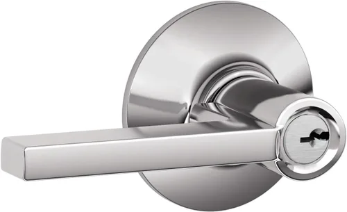 Miniatura 2 de SCHLAGE F51A LAT 625 Latitude Palanca Cerradura de Entrada con Llave, Cromo Brillante Cromado brillante