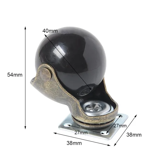 Miniatura 4 de Paquete de 4 ruedas giratorias de bola de 1.5 pulgadas, sin freno, giratorias de 360 grados, resistentes placas giratorias de metal con capucha