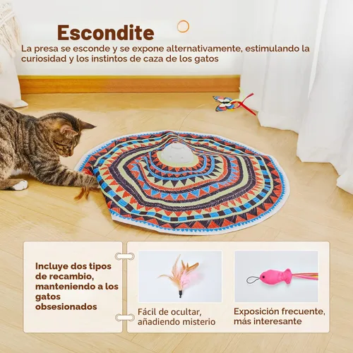 Miniatura 3 de Potaroma Juguetes para gatos recargables, escondite 3 en 1, diversión interactiva automática, mariposa aleteante, pluma móvil, varita para gatito
