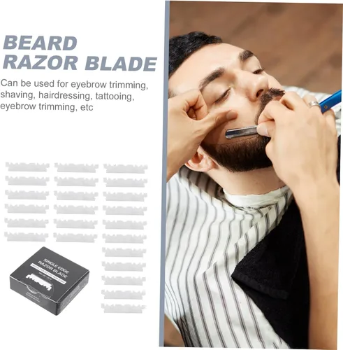 Miniatura 8 de Beavorty 300 piezas de cuchilla de afeitar cortador de cara cortador de barbería cuchillas recubiertas de platino afeitador para hombres viejo