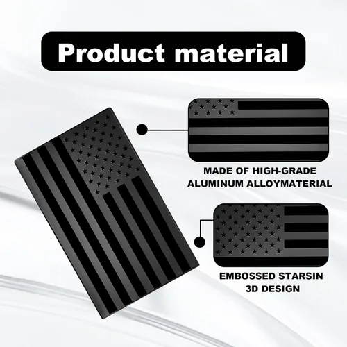 Miniatura 3 de 2 calcomanías con emblema de la bandera estadounidense 3D en relieve negro, 5 x 3 pulgadas, para pegar en el auto, camión, parachoques