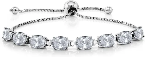 Miniatura 68 de Gem Stone King Pulsera de plata de ley 925 con piedra natal ovalada de 0.276 x 0.197 in para mujer, totalmente ajustable hasta 9 pulgadas