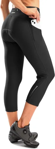 Pantalones de ciclismo acolchados 4D para mujer, pantalones cortos de ciclismo de cintura alta, capris de bicicleta 34, mallas de ciclismo con