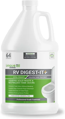 Miniatura 16 de Unique RV Digest-It+, tratamiento de inodoro extra fuerte para autocaravana, licua, desechos y todas las marcas de papel higiénico, eliminador