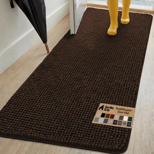 Miniatura 68 de GORILLA GRIP SOAKSTOPPER - Tapete para puerta de perro, 30 x 20 pulgadas, lavable a máquina, absorbente, captura la humedad, barro, suciedad, Negro