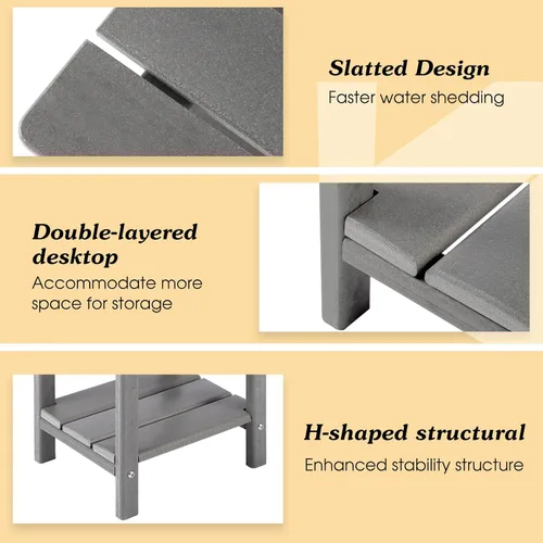 Miniatura 5 de Apolimi Adirondack - Mesa auxiliar para exteriores, mesa auxiliar de patio resistente de 2 niveles, resistente a la intemperie, mesa auxiliar sólida
