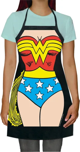 Icup DC Comics - Delantal ajustable de talla adulto con diseño de Wonder Woman Be The Character, 100% algodón, negro