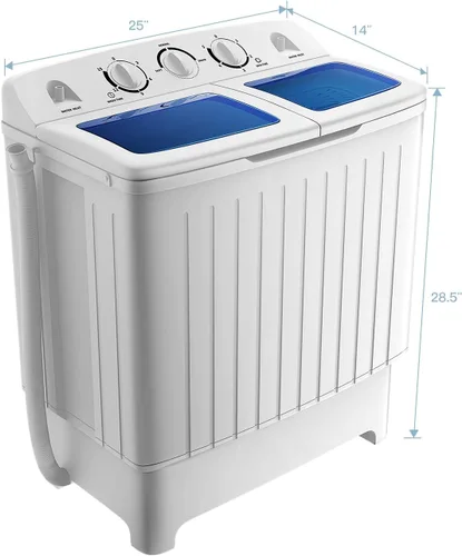 Miniatura 9 de Giantex - Lavadora portátil, con capacidad de 20 libras, lavadora de doble bañera de 2 libras y secadora giratoria de 8 libras, compacta