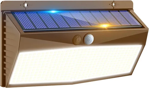 Miniatura 9 de 368 luces LED solares para exteriores con sensor de movimiento, valla solar con 3 modos de iluminación, seguridad alimentada, impermeable
