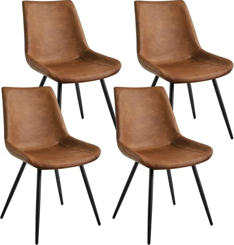 Miniatura 10 de Yaheetech Juego de 2 sillas de comedor modernas tapizadas con asiento de piel sintética y patas de metal para el hogar, cocina, diseño sin brazos
