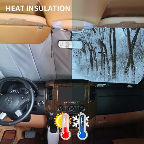 Miniatura 4 de Parasoles para parabrisas Mercedes-Benz Sprinter Van, cubierta de ventana gruesa con aislamiento Oxford para parabrisas de caravana, imanes