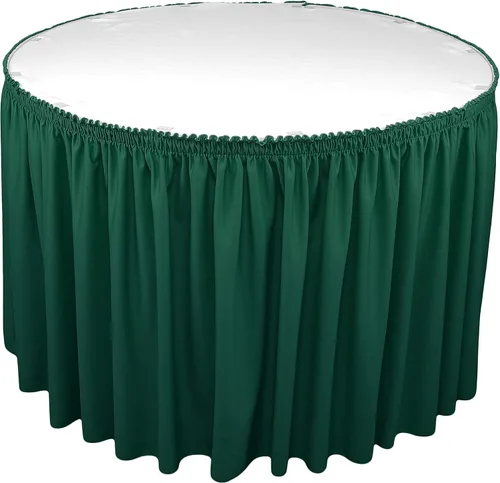 Miniatura 2 de TableLinensforLess Faldón de mesa de poliéster, altura de mesa (13 pies, plisado, bosque)
