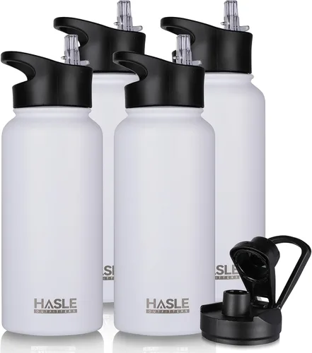 Miniatura 8 de HASLE OUTFITTERS Botella de agua aislada de 22 onzas, botella de agua de acero inoxidable de doble pared, boca ancha con tapa de popote y tapa