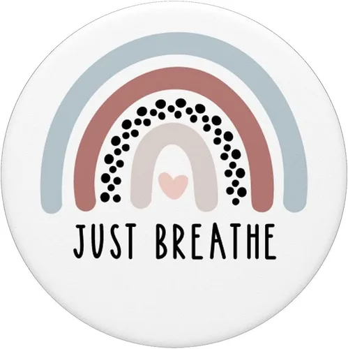 Miniatura 3 de Boho Boho Rainbow Heart Just Breathe Cotizaciones inspiradoras PopSockets intercambiables PopGrip