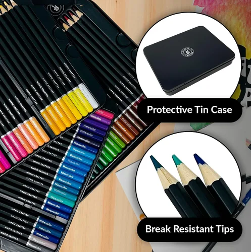 Miniatura 6 de HIPPIE CRAFTER Lápices de colores de acuarela, juego profesional de 72 piezas, lápices de acuarela a granel para colorear, pintura, dibujo y arte