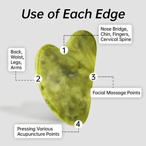 Miniatura 5 de Juego de Gua Sha de Jade y Rodillo Facial, Juego de Herramientas Faciales de Piedra Gua Sha de Jade Real para Reducir la Hinchazón, Herramienta