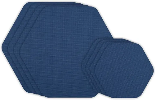 GEAR AID Tenacious Tape Hex – Parches de reparación de 6.35 cm y 3.81 cm (8 parches: cuatro de 6.35 cm y cuatro de 3.81 cm, azul) – Cinta adhesiva