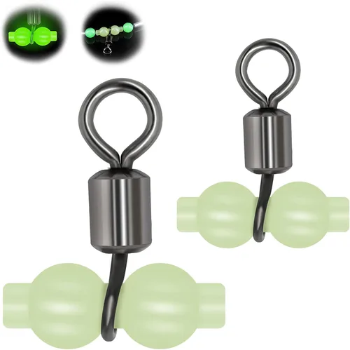 Goture Fishing Swivels, 3 Way Swivels Fishing Tackle, T Shape Cross Line Rolling Swivels with Luminous Beads Saltwater Freshwater,Three Way Fishing
