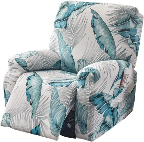 Miniatura 46 de CRFATOP Funda para sillón reclinable con estampado floral con bolsillos, funda única para sillón reclinable, 4 piezas, funda para sillón reclinable