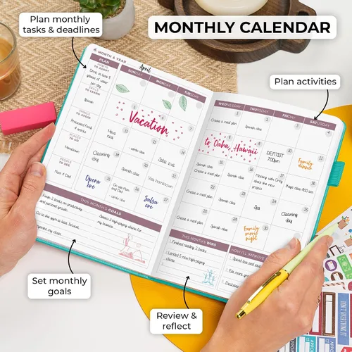 Miniatura 4 de Clever Fox - Agenda 2ª edición – Agenda semanal y mensual colorida para objetivos, organizador de gestión del tiempo y productividad, sin fecha, A5