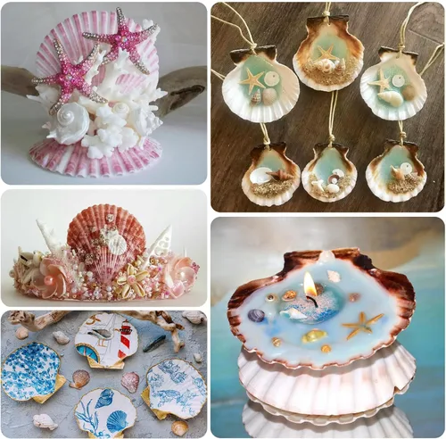 Miniatura 5 de 6 conchas de vieira de 4 a 4.5 pulgadas, conchas marinas naturales amarillas y rosas hawaianas para hornear, manualidades, relleno de jarrón