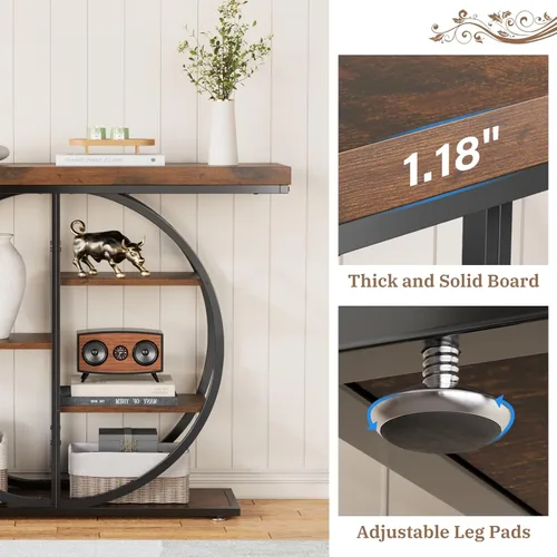 Miniatura 6 de LIFECHOVY Mesa Consola de 41.3" para Entrada, Mesa Industrial de Pasillo/Sofá con Estantes de Almacenamiento, Mueble de Acento Estrecho